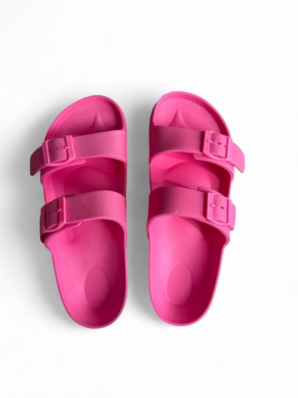Shade & Shore Hot Pink Double-Buckle Slide Sandals